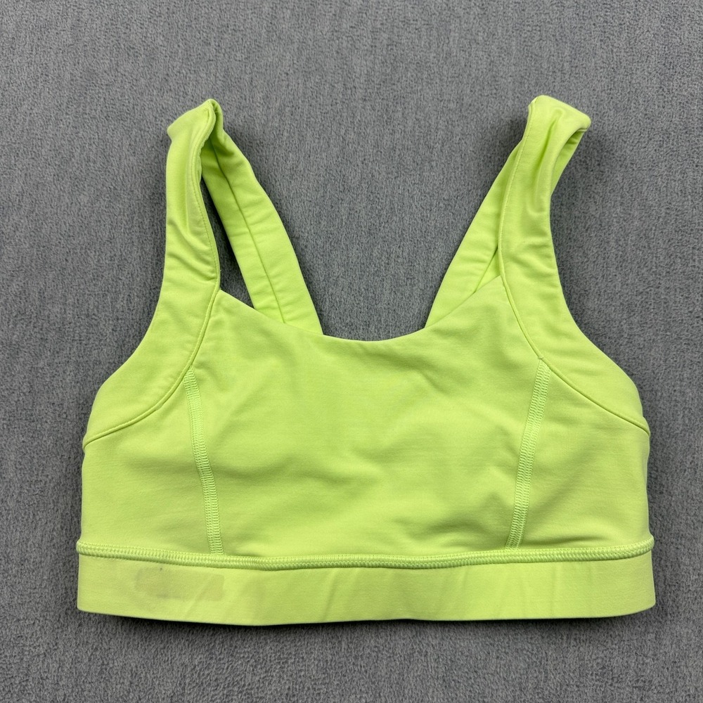 Lululemon Sports‎ Bra Womens 4 Neon Green Pavement Pusher Yoga Athletic Gym
